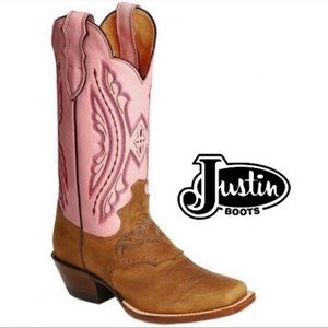 Justin Boots Pink and Brown Women's Western Boots